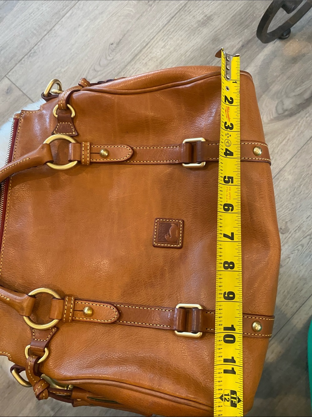 Dooney & Bourke Florentine Natural Leather Satchel with Gold Hardware - Picture 13 of 14